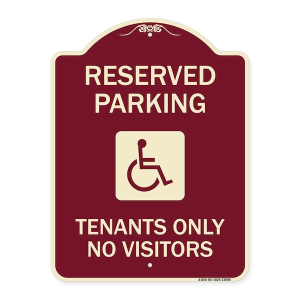 Reserved Parking Tenants No Visitors W/ Graphic Heavy-Gauge Aluminum Sign, 24" x 18", BU-1824-23005